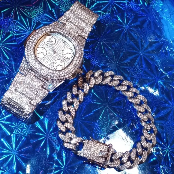 WATCH & BRACELET SET_  90 DAY Warranty high-end prototypes. Real Lab Diamonds & 18 CHAIN + WATCH & BRACELET SET_ 90 DAY Warranty high-end  main image 3